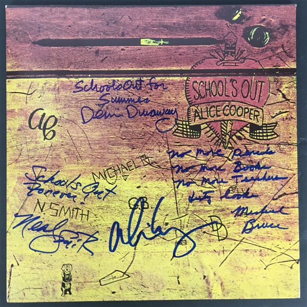 Alice Cooper Group Signed "Schools Out" Album w/ All Four Members! (PSA/JSA Guaranteed)