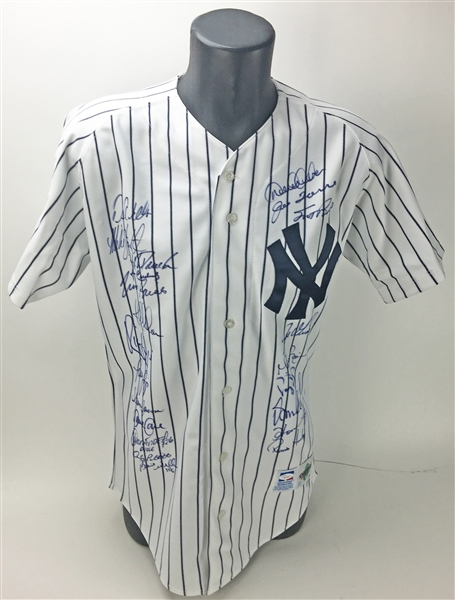 1998 World Series Champion NY Yankees Team Signed Jersey w/ 22 Signatures! (JSA)