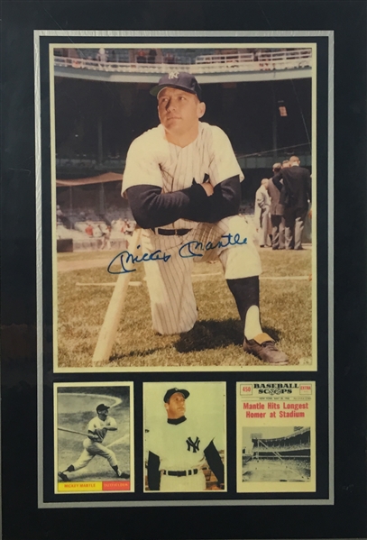 Mickey Mantle Signed 11" x 14" Color Photograph Display (PSA/JSA Guaranteed)