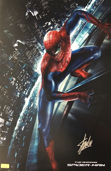 Stan Lee Signed 10" x 16" Spider Man Mini-Poster (PSA/JSA Guaranteed)