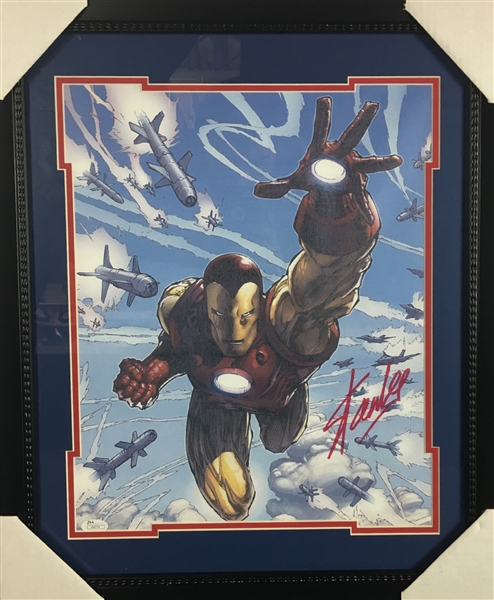 Stan Lee Signed 16" x 20" Iron Man Canvas Framed Display (JSA)