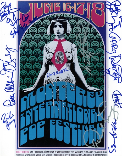 Monterey Pop Festival Multi-Signed 11" x 14" Poster Photo w/ 15 Signatures! (PSA/JSA Guaranteed)