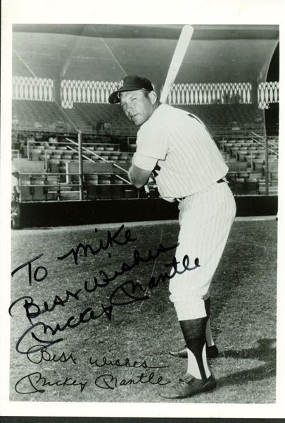 Mickey Mantle Signed 5" x 7" Photograph (JSA)