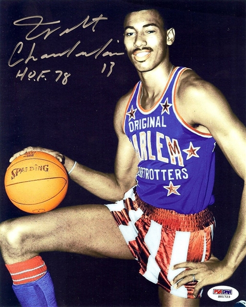 Wilt Chamberlain Signed 8" x 10" Globetrotters Photograph w/ Rare "HOF 78 #13" Inscription! (PSA/DNA)