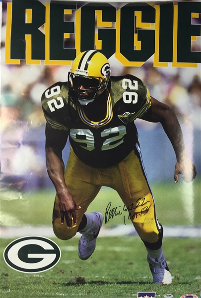 Reggie White Vintage Signed 24" x 36" Packers Poster, The Largest We Have Seen! (PSA/DNA)