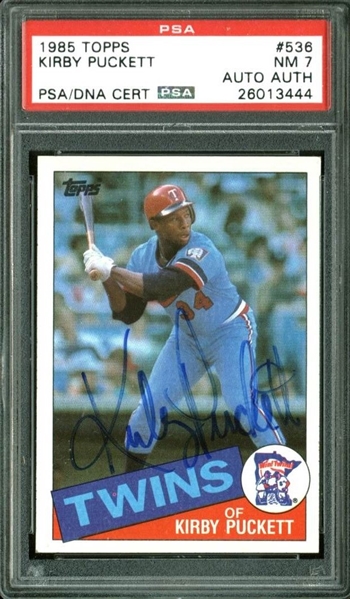 Kirby Puckett Rare Signed 1985 Topps Rookie Card w/ Rookie Era Signature (PSA/DNA Encapsulated)