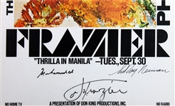 Muhammad Ali, Joe Frazier & Leroy Neiman Signed & Framed 14 x 22” Ali Versus Frazier Thrilla In Manila Print (PSA/DNA)