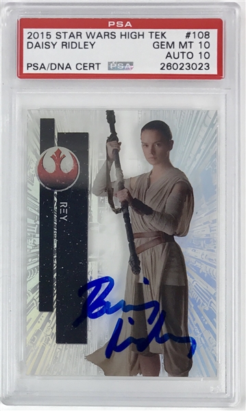 Star Wars: Daisy Ridley RARE Signed 2015 Topps Star Wars High Tek Card - Autograph & Card Both Graded PSA GEM MINT 10!