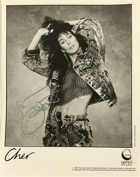 Cher Signed 8" x 10" Geffen Records Publicity Photo (PSA/JSA Guaranteed)