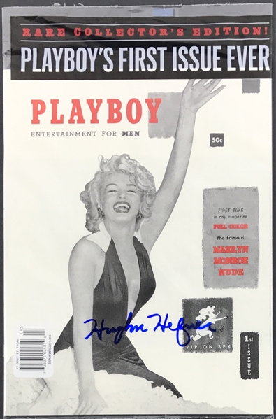 Hugh Hefner Unique Signed Playboy #1 Special Reprint Edition f. Marilyn Monroe (PSA/DNA)