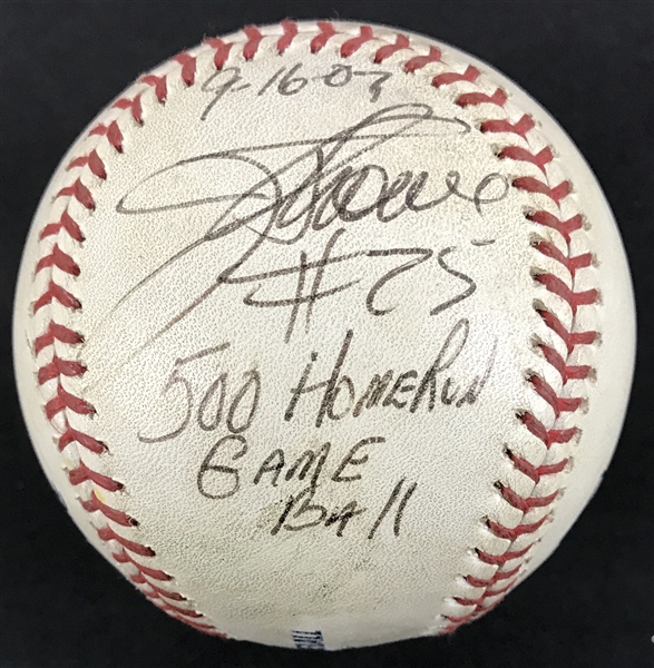 Jim Thome Signed Game Used Baseball from Thomes 500th Home Run Game :: 9-16-07 vs LAD (MLB Authentication)(PSA/JSA Guaranteed)