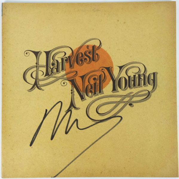 Neil Young Rare Signed Harvest Album Cover (PSA/DNA)