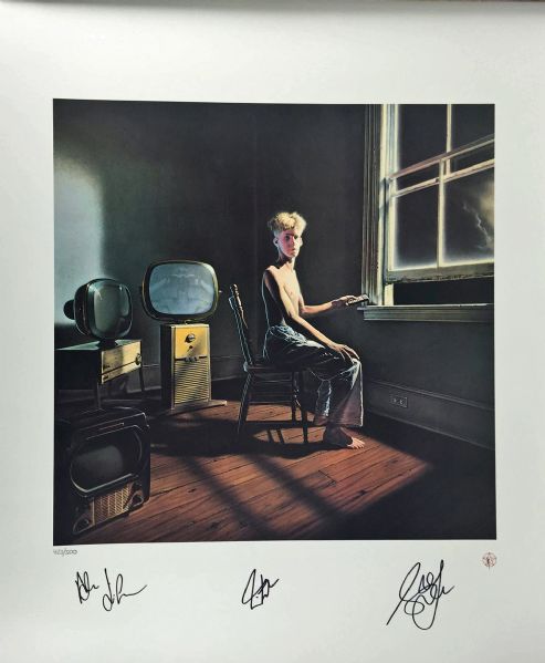 Rush Rare Group Signed Limited Edition "Power Windows" Album Artwork Lithograph (PSA/DNA)