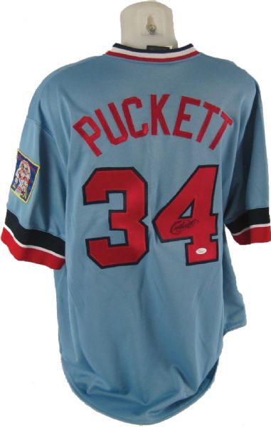 Kirby Puckett Signed 1984 Rookie Cooperstown Collection Twins Jersey (JSA)