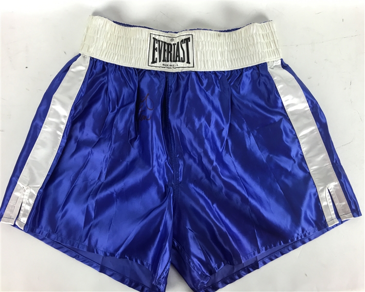 Lot Detail - George Foreman Signed Blue Everlast Boxing Trunks (PSA/DNA)