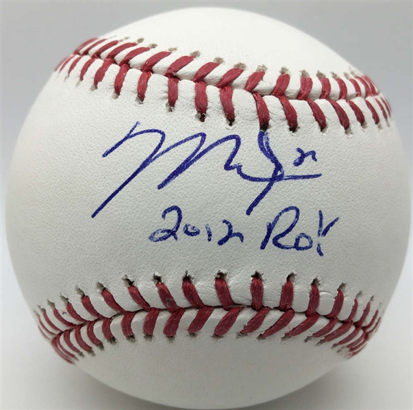 Mike Trout Rookie-Era Signed OML Baseball w/ "2012 ROY" Inscription (MLB)