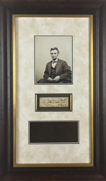 President Abraham Lincoln Signed & Hand Written 1.5" x 3" Confederate POW Release w/ Fingerprints! (PSA/DNA)