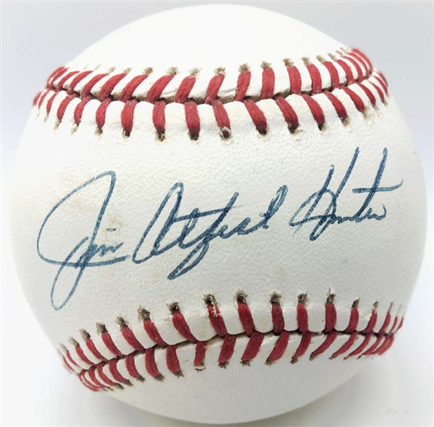 Jim Catfish Hunter Signed Near-Mint OAL Baseball (JSA)