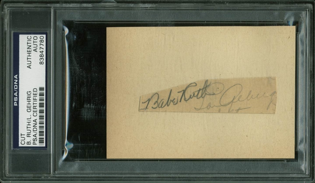 Lot Detail - Babe Ruth & Lou Gehrig Impressive Dual Signed 2" X 4 ...