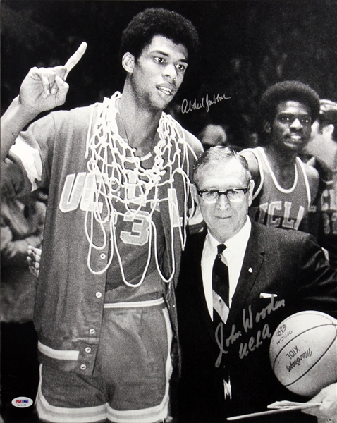 UCLA: John Wooden & Kareem Abdul-Jabbar Signed 16" x 20" Photo (PSA/DNA)