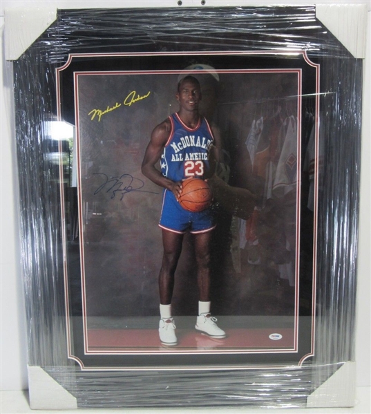 Michael Jordan RARE Signed 16" x 20" McDonalds All-American High School Photograph (PSA/DNA)