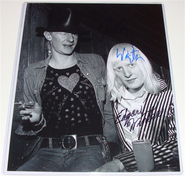 Johnny Winter & Edgar Winter Dual Signed 8" x 10" Photo (PSA/JSA Guaranteed)