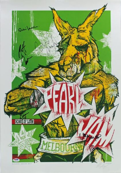 Pearl Jam Group Signed Melbourne Concert Poster (PSA/DNA)