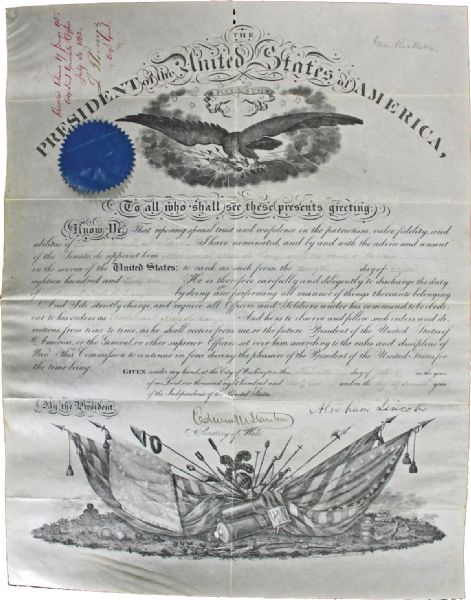 President Abraham Lincoln Signed 1862 Military Document w/ Impressive Seal! (PSA/DNA)