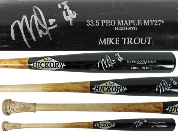 Incredible Mike Trout Game Used & Signed 2015 Old Hickory Model Bat - PSA/DNA Graded GU 10!