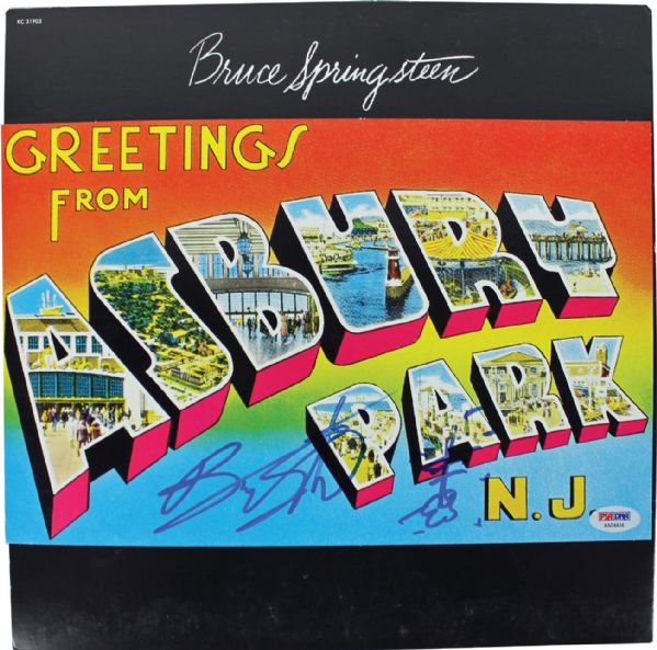 Bruce Springsteen Signed "Greetings from Asbury Park NJ" Album Cover w/ Hand-Drawn Sketch (PSA/DNA)