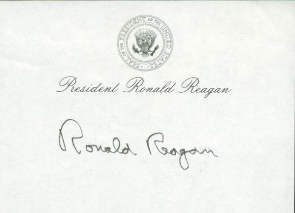 Ronald Reagan Signed 3" x 4" Presidential Album Page (JSA)