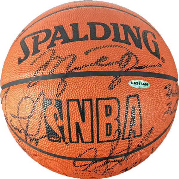 Bulls Dynasty: 1997/98 Chicago Bulls team Signed Game Used Basketball w/ Jordan, Pippen, Jackson & Others (Upper Deck & JSA)