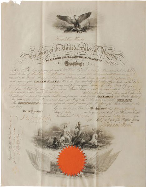 President Franklin Pierce Signed 1856 Navy Appointment (PSA/JSA Guaranteed)