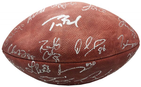 Super Bowl XXXIX (2005) SB Champion NE Patriots Team Signed NFL Football w/ Brady, Bruschi, Harrison & Others (JSA)