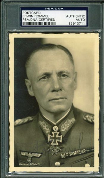 Erwin Rommel Signed 3" x 5" Photo Post Card (PSA/DNA Encapsulated)