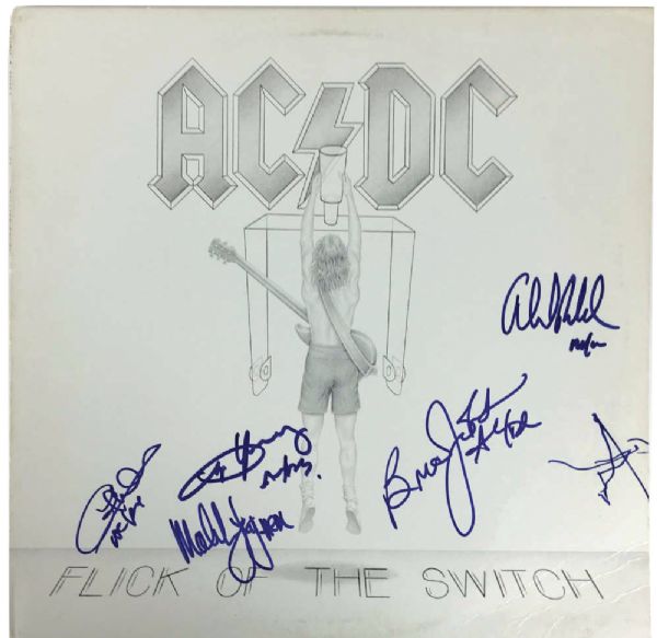 AC/DC Group Signed "Flick The Switch" Album w/ 5 Signatures, PSA/DNA Graded MINT 9!