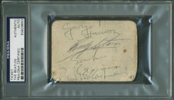 The Beatles: Group Signed 1964 "Another Beatles Christmas" Backstage Pass (PSA/DNA Encapsulated)