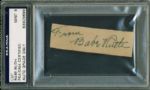 Babe Ruth Exceptionally Signed 1" x 3" Album Page PSA/DNA Graded MINT 9!