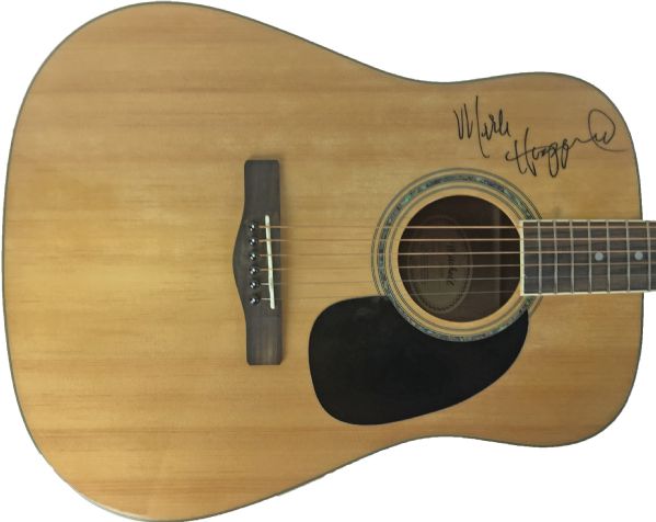 Merle Haggard Rare Signed Acoustic Guitar (PSA/DNA)