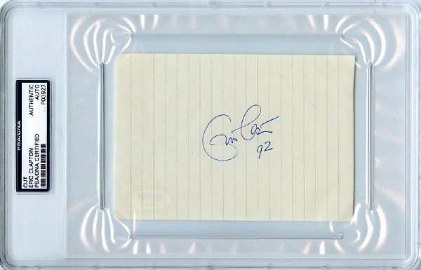 Eric Clapton Signed Sheet with Superb Autograph (PSA/DNA Encapsulated & PSA LOA)