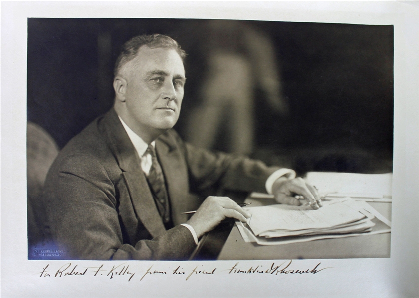 Franklin D. Roosevelt Signed Superb Rare Oversized 11" x 15.25" Photo (PSA/DNA)