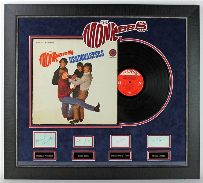 The Monkees Signed & Custom Framed Display w/ "Headquarters" Album (PSA/DNA)