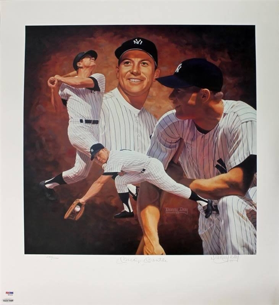 Mickey Mantle Signed 22" x 24" Danny Day Ltd. Ed. Lithograph (PSA/DNA & UDA)