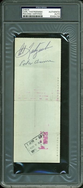 1976 Carl Yastrzemski Signed Spring Training Check from Boston Red Sox (PSA/DNA Encapsulated)