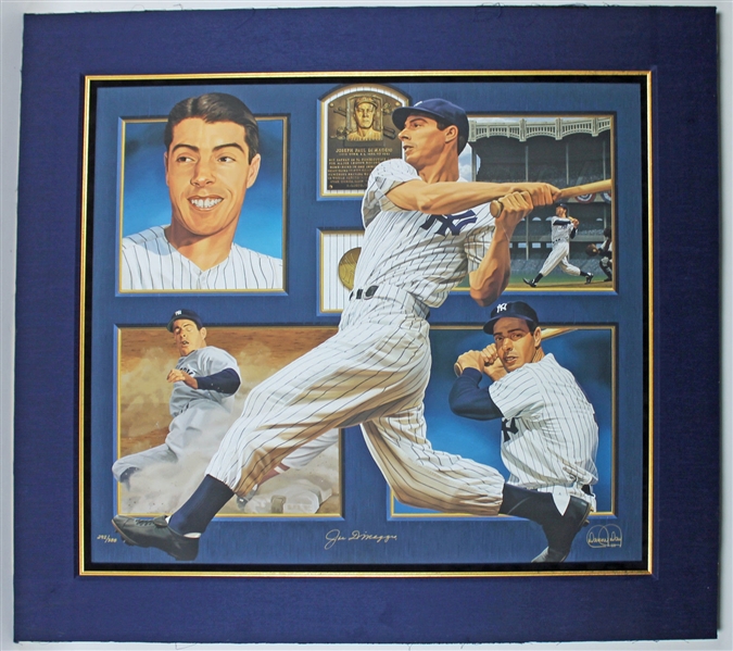 Joe DiMaggio Large & Impressive Signed & Matted Limited Edition Danny Day Giclee (32" x 36")(PSA/DNA)