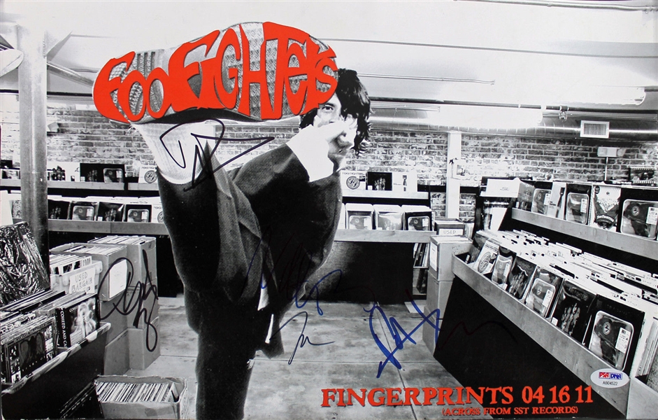 Foo Fighters Band Signed 11" x 17" Promotional Poster w/ Grohl + 4 (PSA/DNA)
