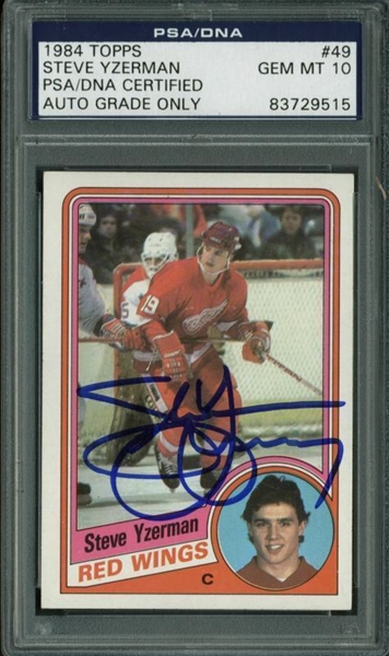 Steve Yzerman Signed 1984 Topps Rookie Card - PSA/DNA Graded GEM MINT 10!