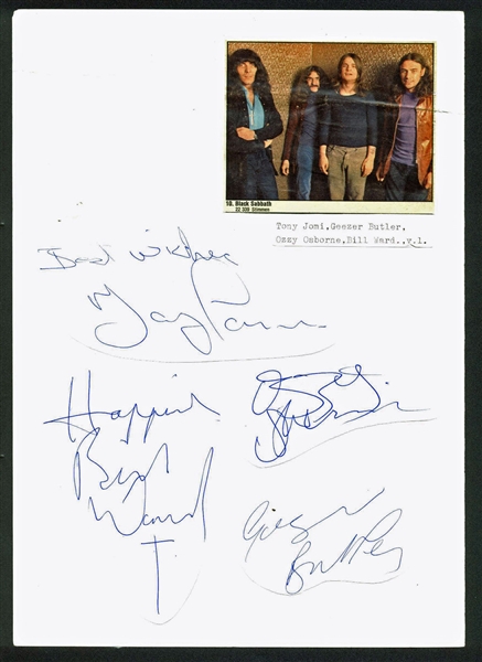 Black Sabbath Group 8.25" x 12" Signature Cut Display (PSA/DNA)