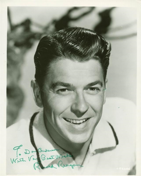 Ronald Reagan Signed Vintage B&W Promotional Headshot Photo (JSA)