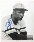 Roberto Clemente Impressive Signed 8" x 10" Pirates Team Issued Photograph with PSA/DNA Graded Mint 9 Autograph!